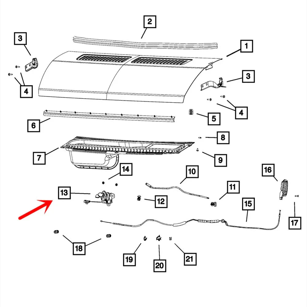 Hood Latch for Ram ProMaster 1500 2500 3500 (2014-2023)
