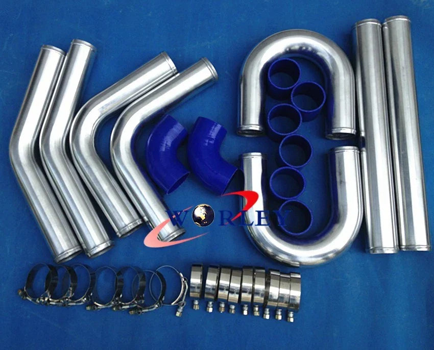 2.5" Blue Aluminum Turbo Intercooler Pipe Kit for Universal Fit