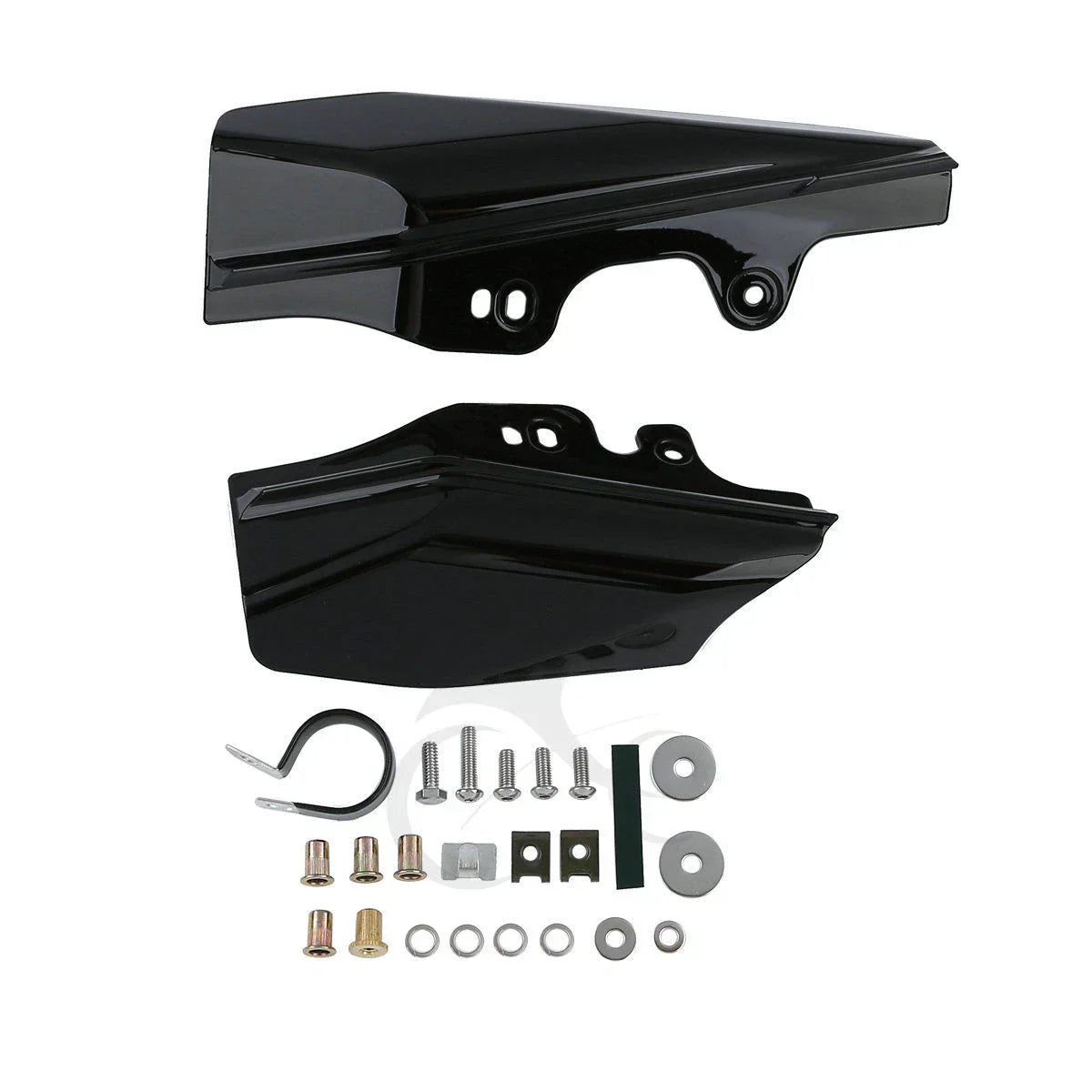Chrome/Black Mid-Frame Air Deflectors for Harley Touring Street Glide (01-08)