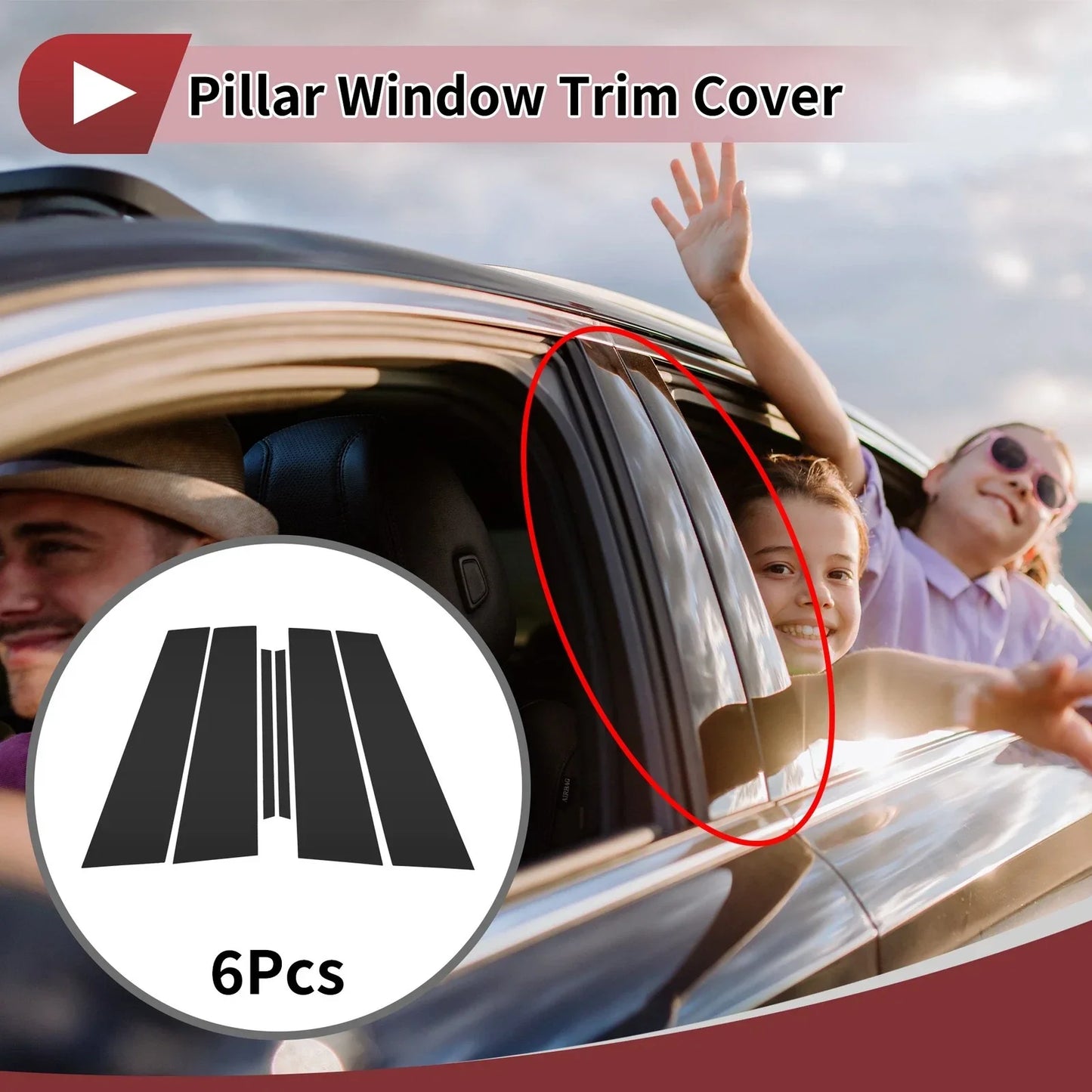 Front Rear Left Right Door Pillar Window Trim for Lexus UX (2019-2021) Black