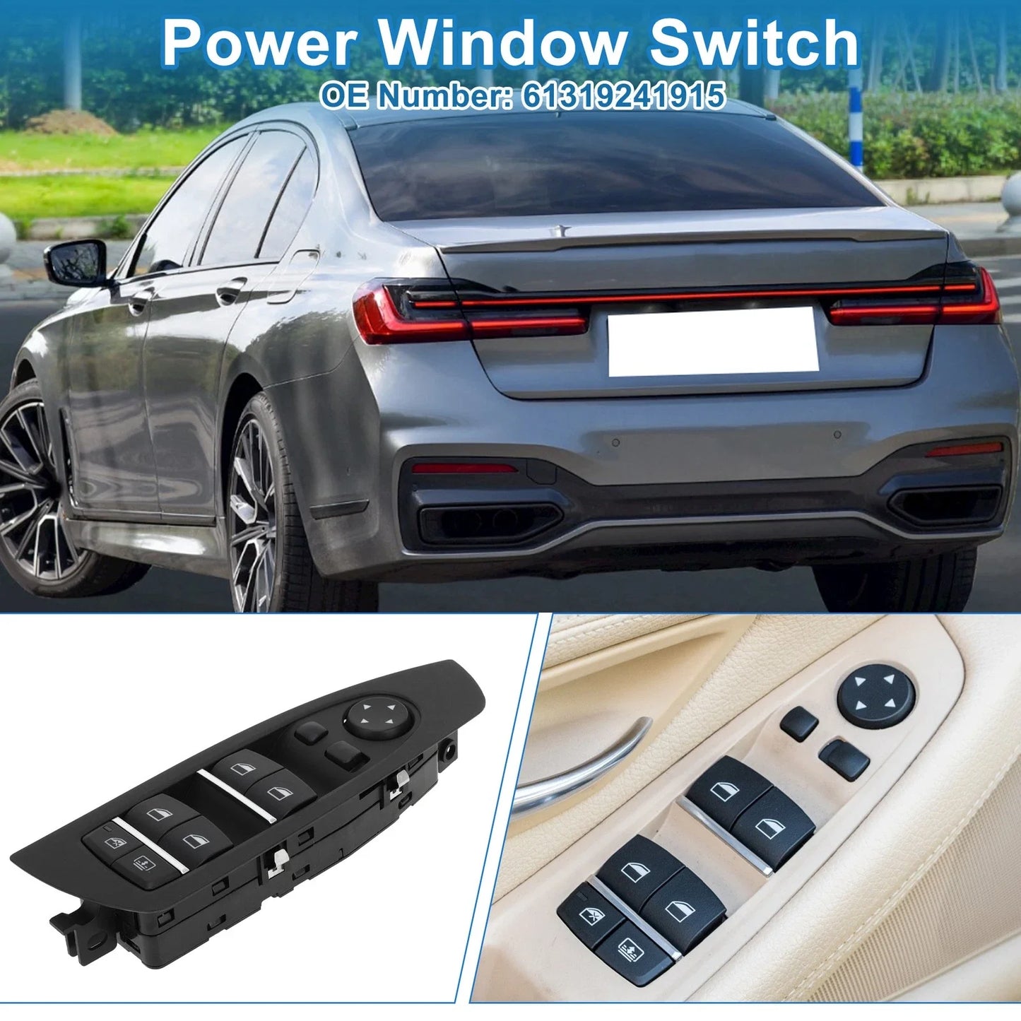 Power Window Switch for BMW 740i 750i 750Li 760Li Black