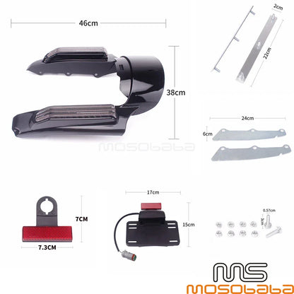 Rear Fender Fascia w/LED Brake Stop Turn Signal Lights for Harley Touring (14-22)