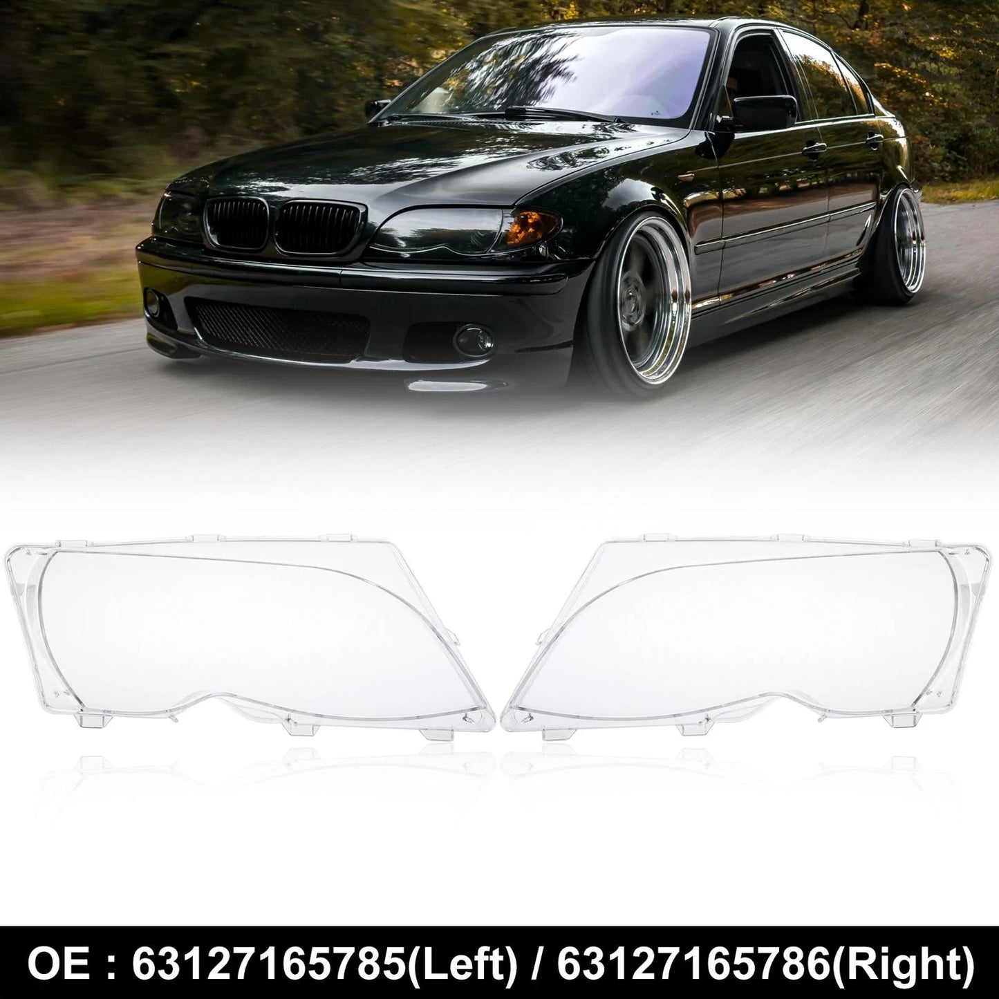1 Pair Car Front Headlight Headlamp Lens Cover PC Shell for BMW E46 (1998 - 2006)
