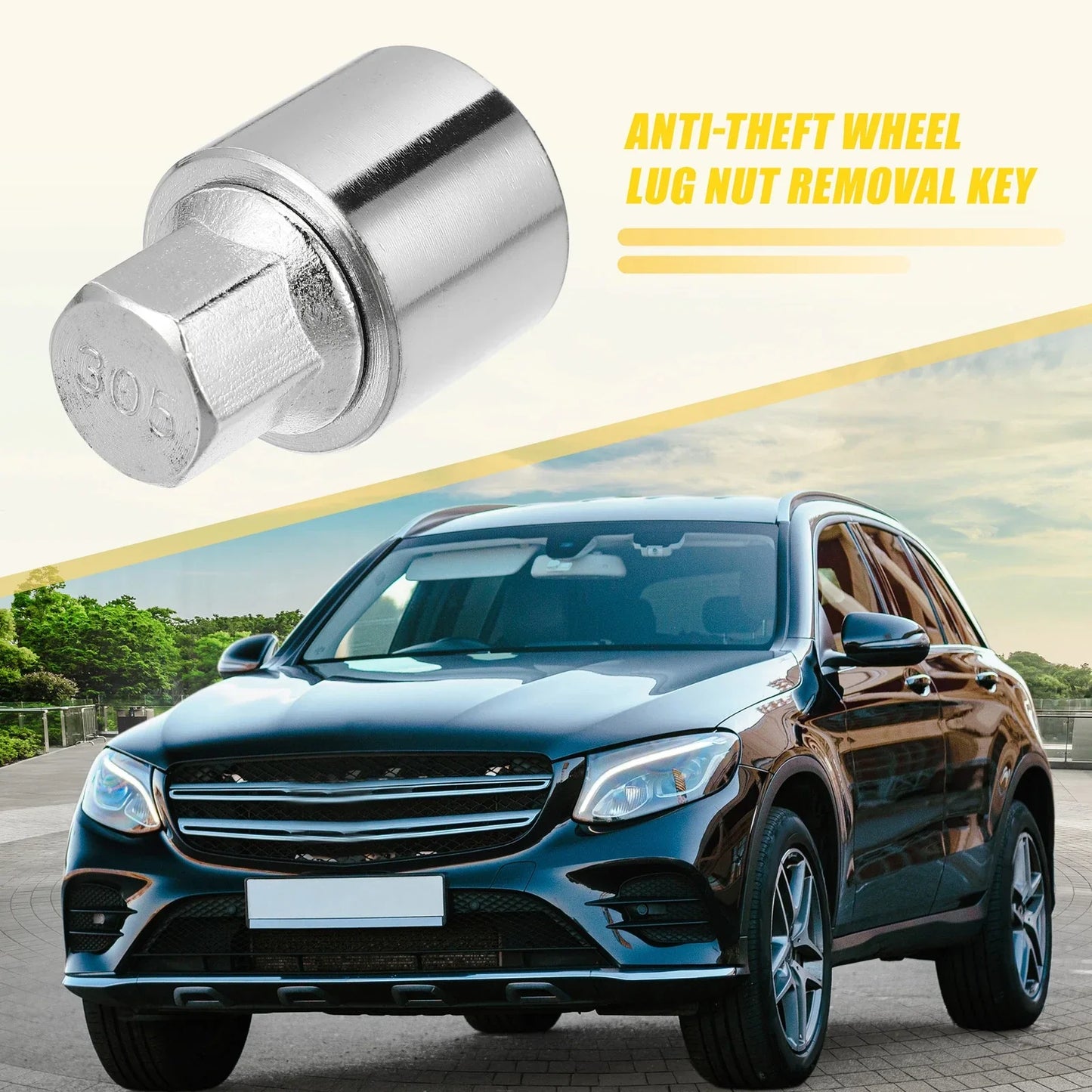 305 Wheel Lock Lug Nut Set with Protector Socket for Mercedes Benz