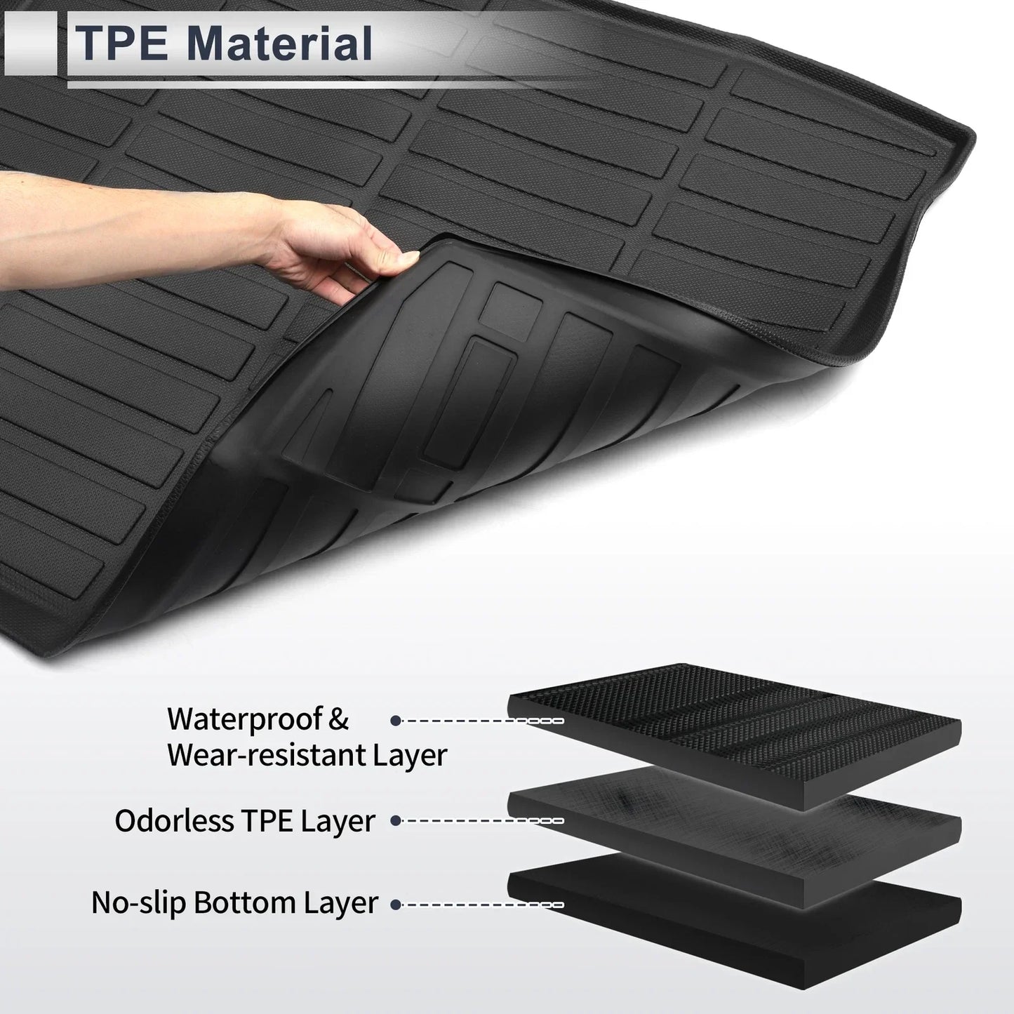 Cargo Liner Rear Trunk Mat for Honda Odyssey (2018-2024) Long Grid Pattern TPE