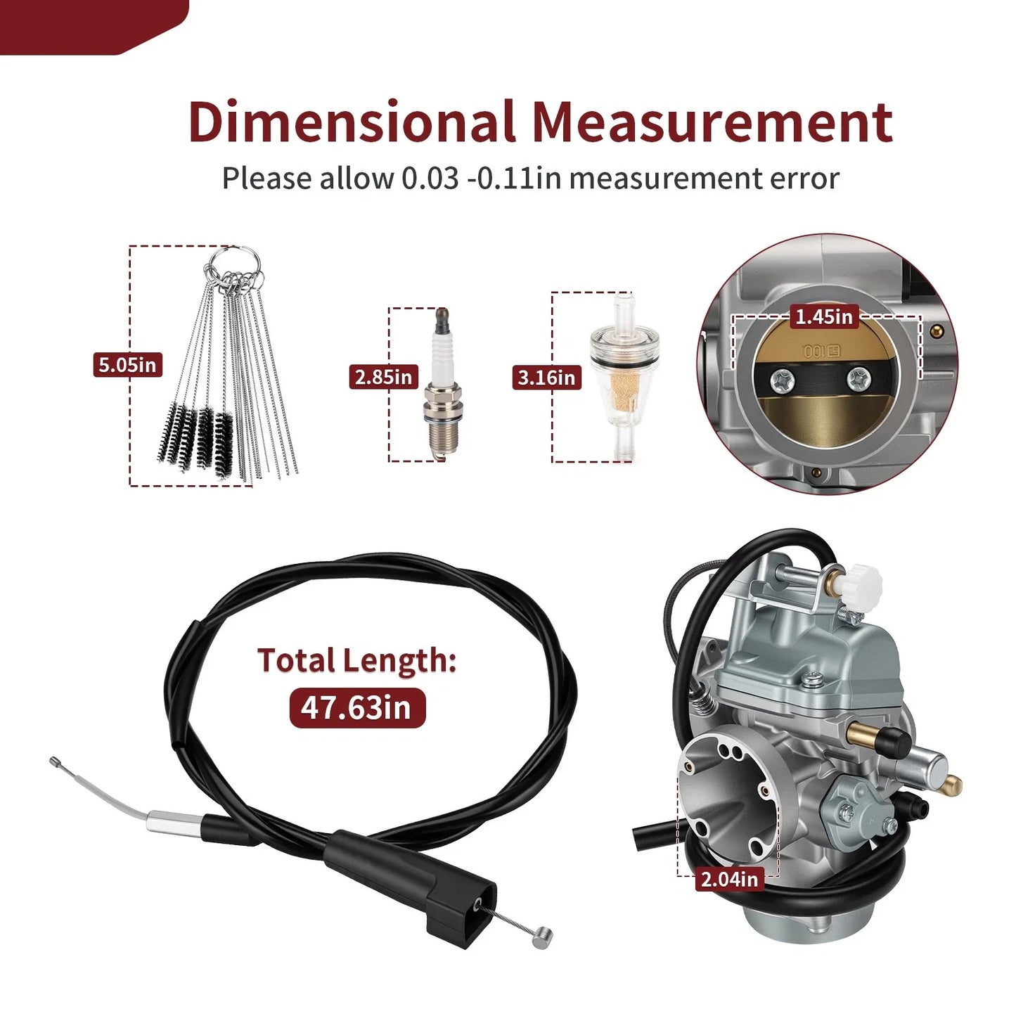 Carburetor & Throttle Cable 2x4 for Suzuki Ozark 250 (2002–2007)