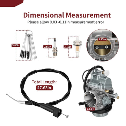 Carburetor & Throttle Cable 2x4 for Suzuki Ozark 250 (2002–2007)