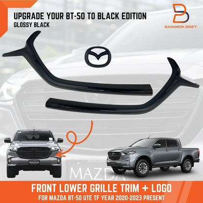 Black Front Lower Grille Trim Cover for Mazda BT-50 Ute (2020-2023)