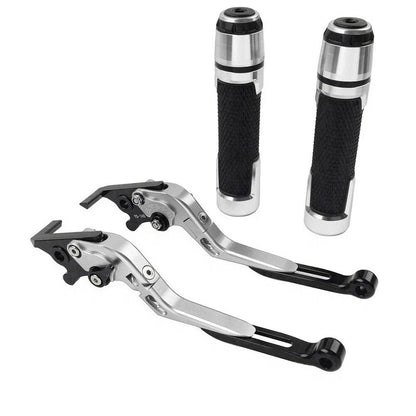 Silver Brake Clutch Lever Handlebar Grip Set for Yamaha MT-15, XSR155