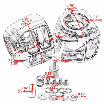 Billet Aluminum Chrome Switch Housing Cover & Button Caps for Harley Dyna Softail (2006-2023)