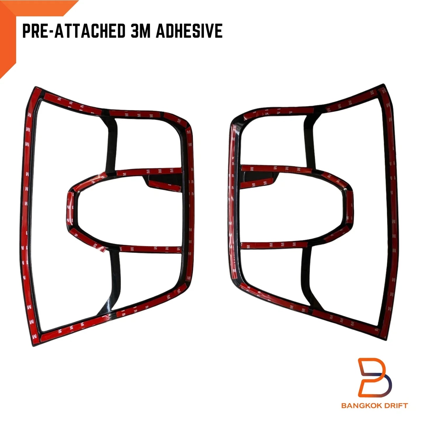 Black Red Reflector Taillight Cover Trim for Ford Ranger Raptor (2022-2025)