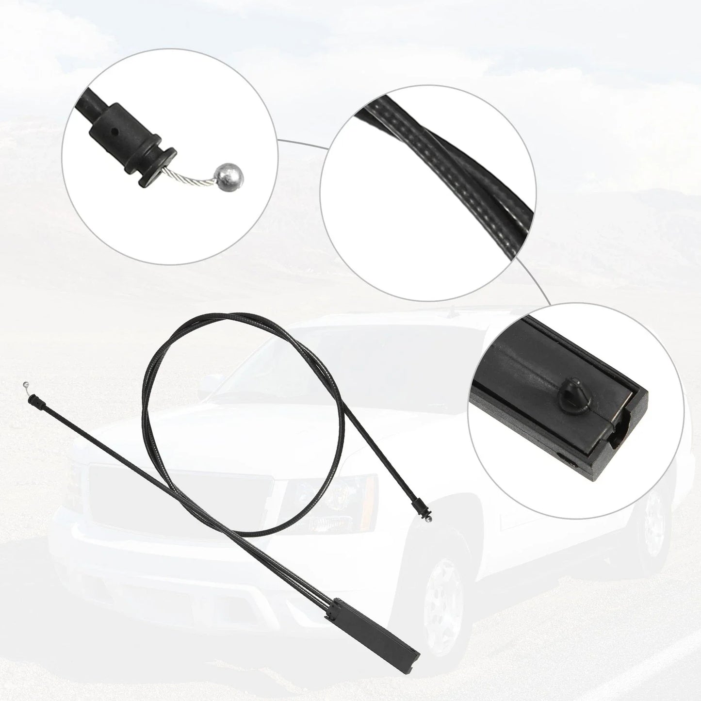 Front Hood Release Cable Door Handle Cable for BMW 328i Black