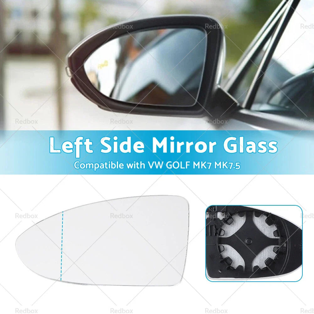 Heated Convex Left Mirror Glass for VW Golf MK7 MK7.5 (2013-2018)