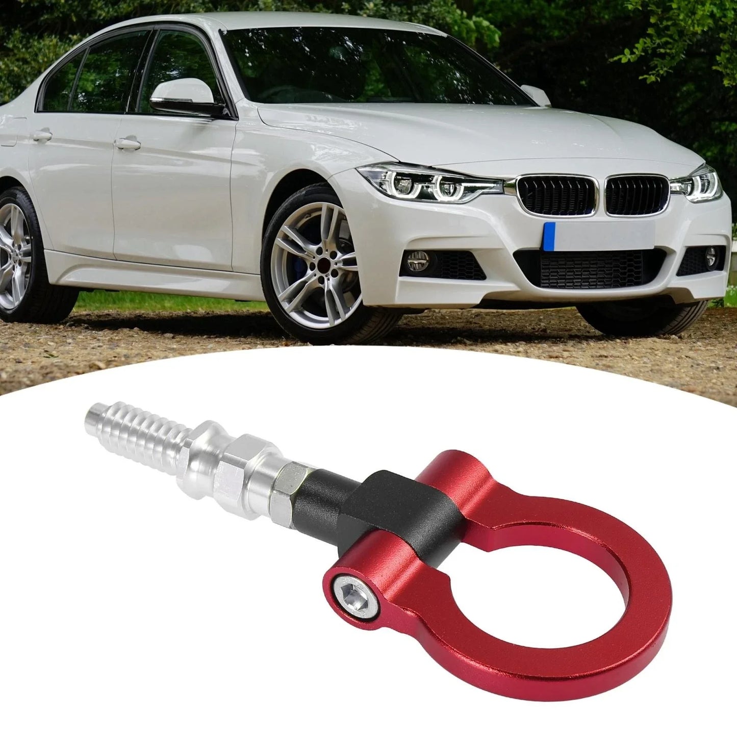 Tow Hook Red Aluminum Alloy Front Bumper Towing Eye for BMW 325i 328i 335i 550i