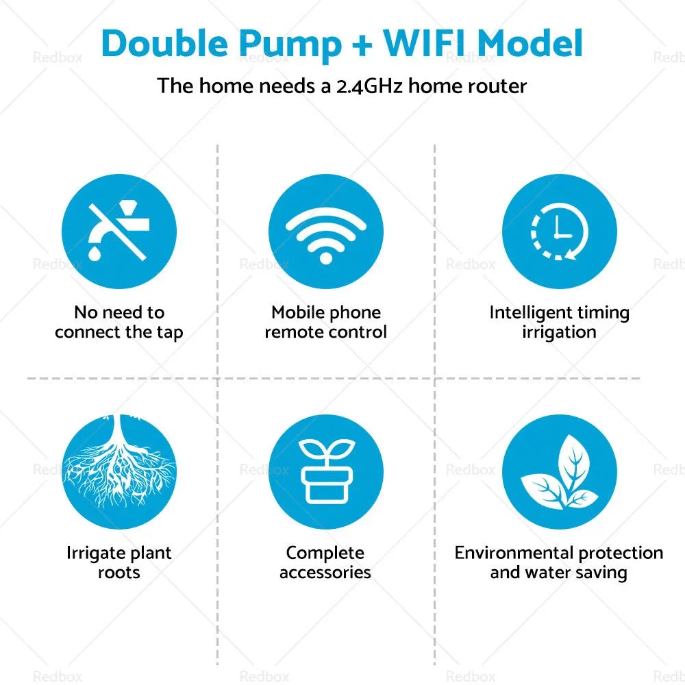 Double Pump Automatic Water Drip System for Mobile App Control