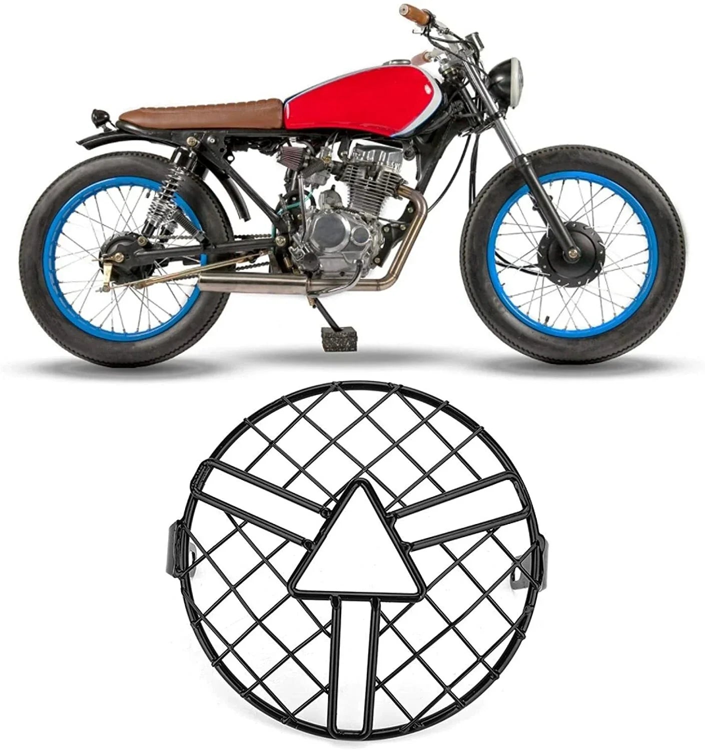 6.5" Motorcycle Headlight Mesh Grill Protect Side Mount Cover for CG125 GN125