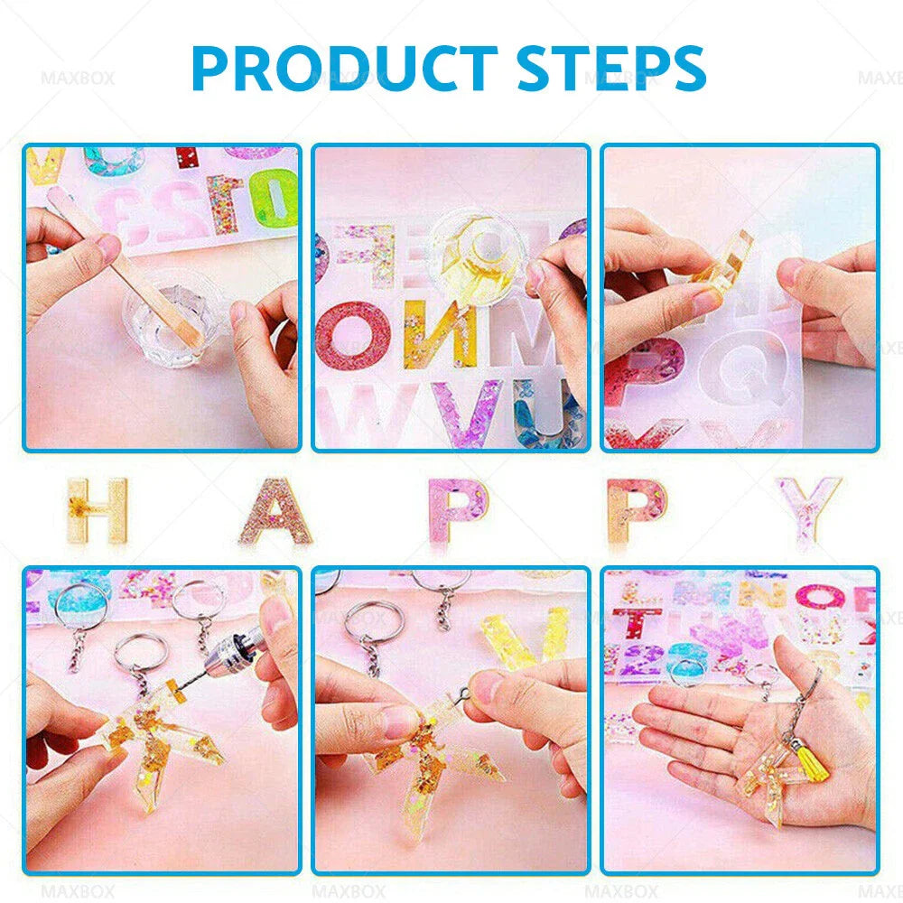 Epoxy Resin Mold Letter Number Silicone Mould for Keychain Tassel Pin Vise