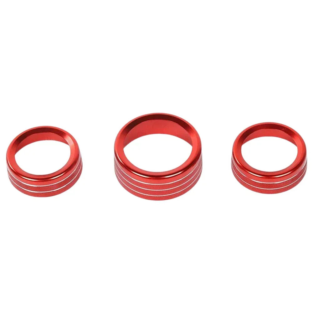 3 x AC Radio Switch Trim Ring Knob Covers for Dodge Challenger Charger (2015-2020)