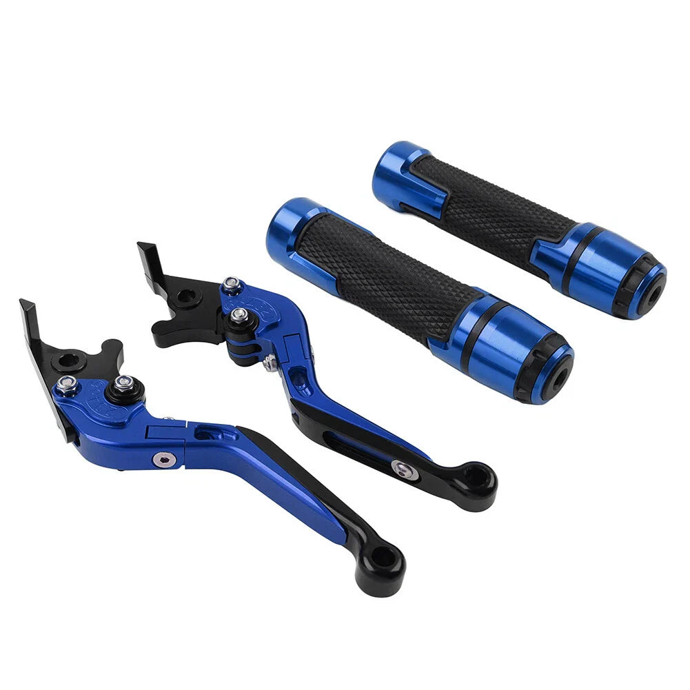 Blue Extendable Brake Clutch Levers & Handlebar Grips for Aprilia Tuono V4