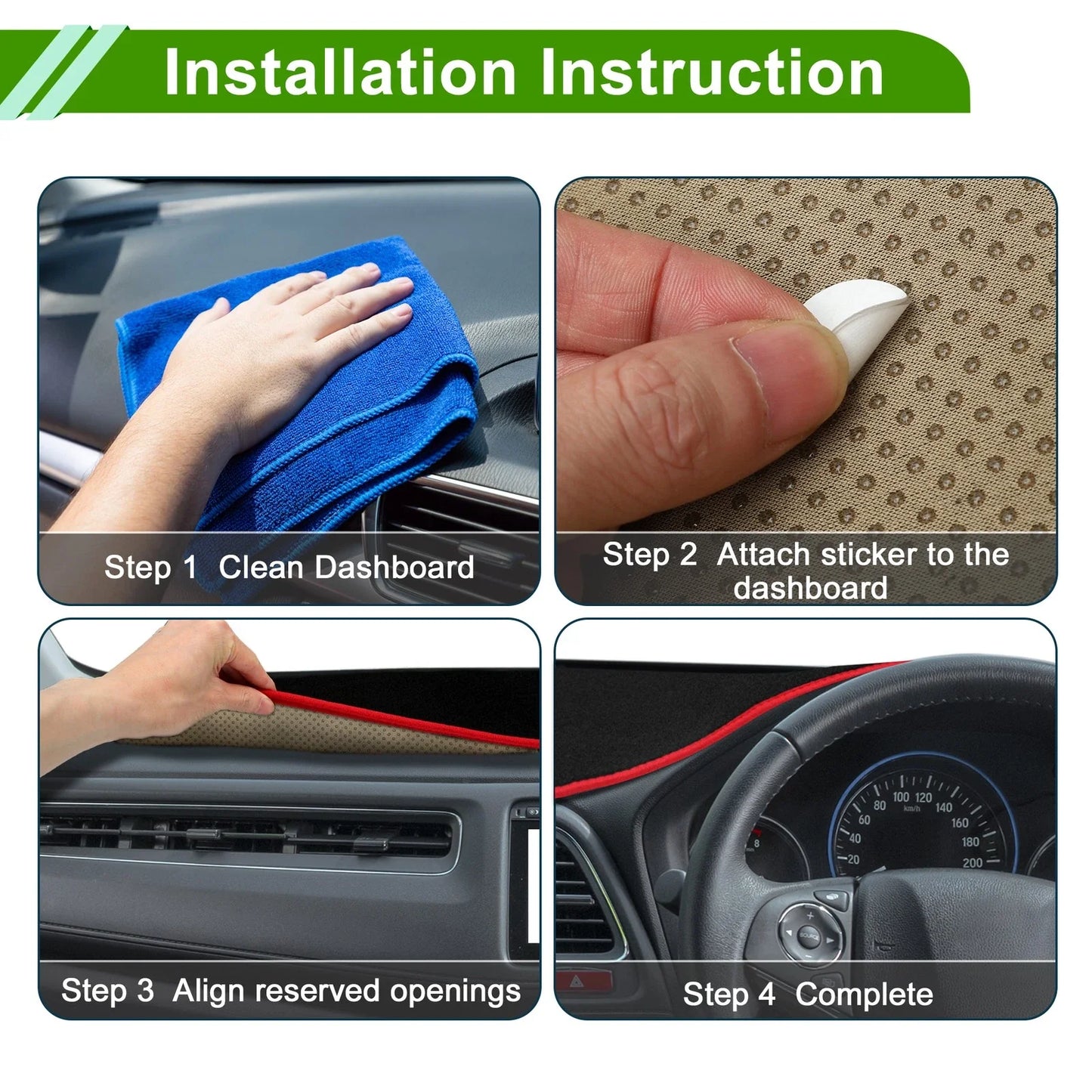 Dashboard Cover Mat for BMW 1 Series F20 (2012 - 2017) Sun Pad Black Red