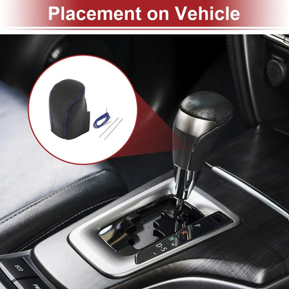 Gear Shift Knob Cover for Honda HR-V 2023-2024 Black Blue Faux Leather