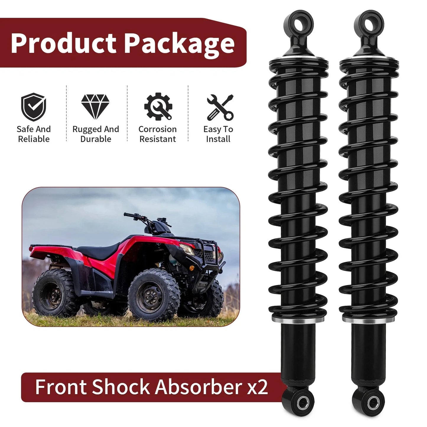 2x Front Shock Absorber for Honda Foreman 500 TRX500FPM 4x4 (2008-2013)