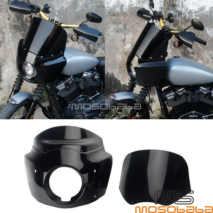 Black Front Headlight Fairing w/ Windshield for Harley Dyna Wide Glide (1993-2017)