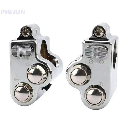 Silver CNC 7/8" Motorcycle Handlebar Switch Pair for Headlight Indicator Horn