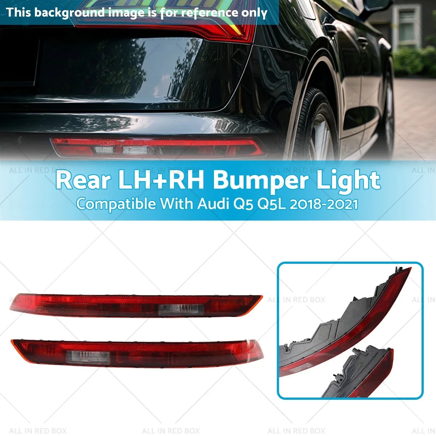Bumper Light Tail Brake Stop Lamp Pair LH+RH for Audi Q5 (2018-2021)
