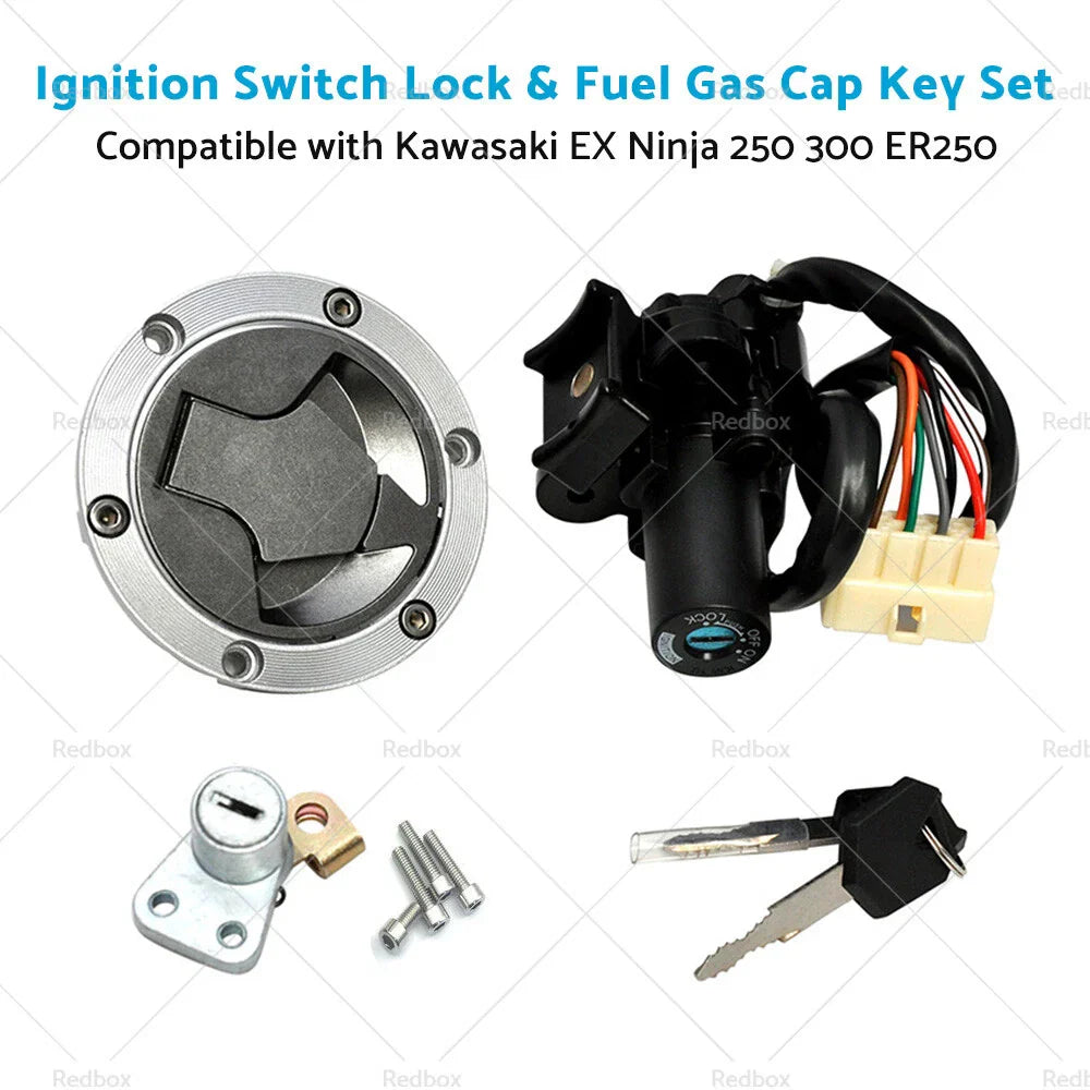 Ignition Switch Lock & Gas Cap Key Set for Kawasaki EX250 Ninja 250 (2008-2012)