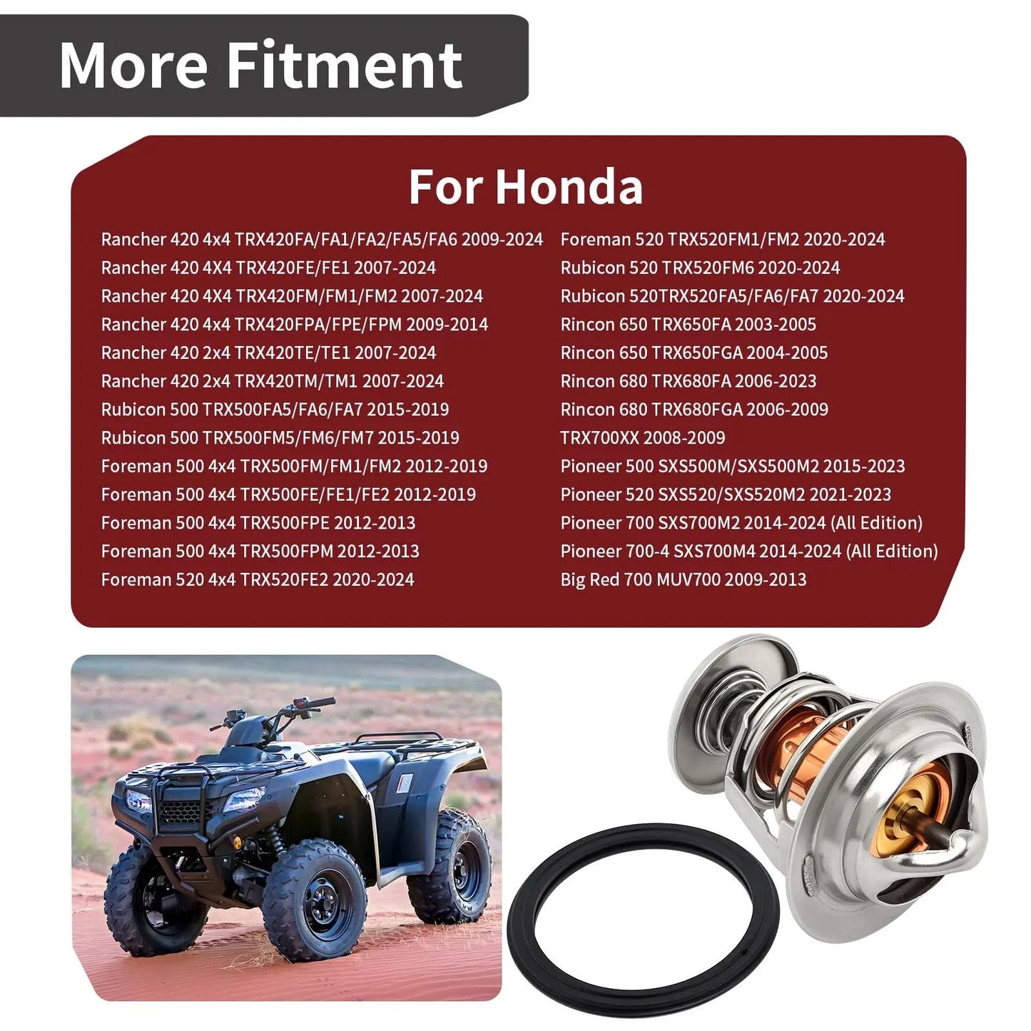 Thermostat w/ O-Ring for Honda Rancher 420 Foreman Rubicon 500 520 (2007–2017)
