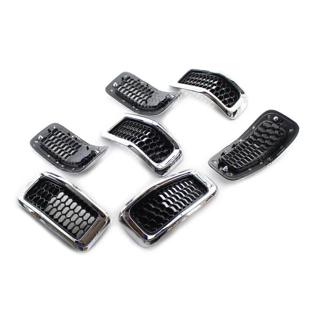 Chrome Honeycomb Grille Inserts Cover Trim for Jeep Cherokee (2014-2018)