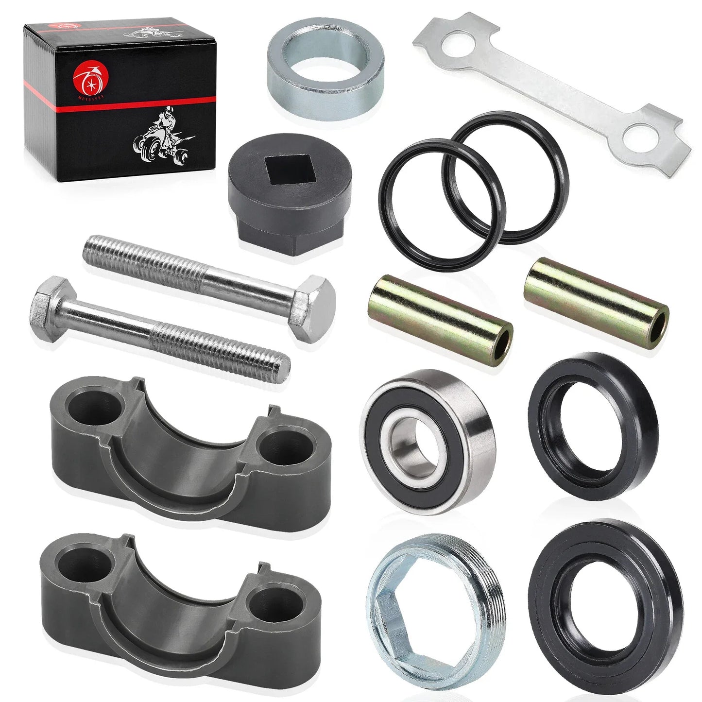 Steering Stem Bushing Bolt Bearing Seal & Holder Nut for Yamaha Kodiak 400 450 (1993–2013)