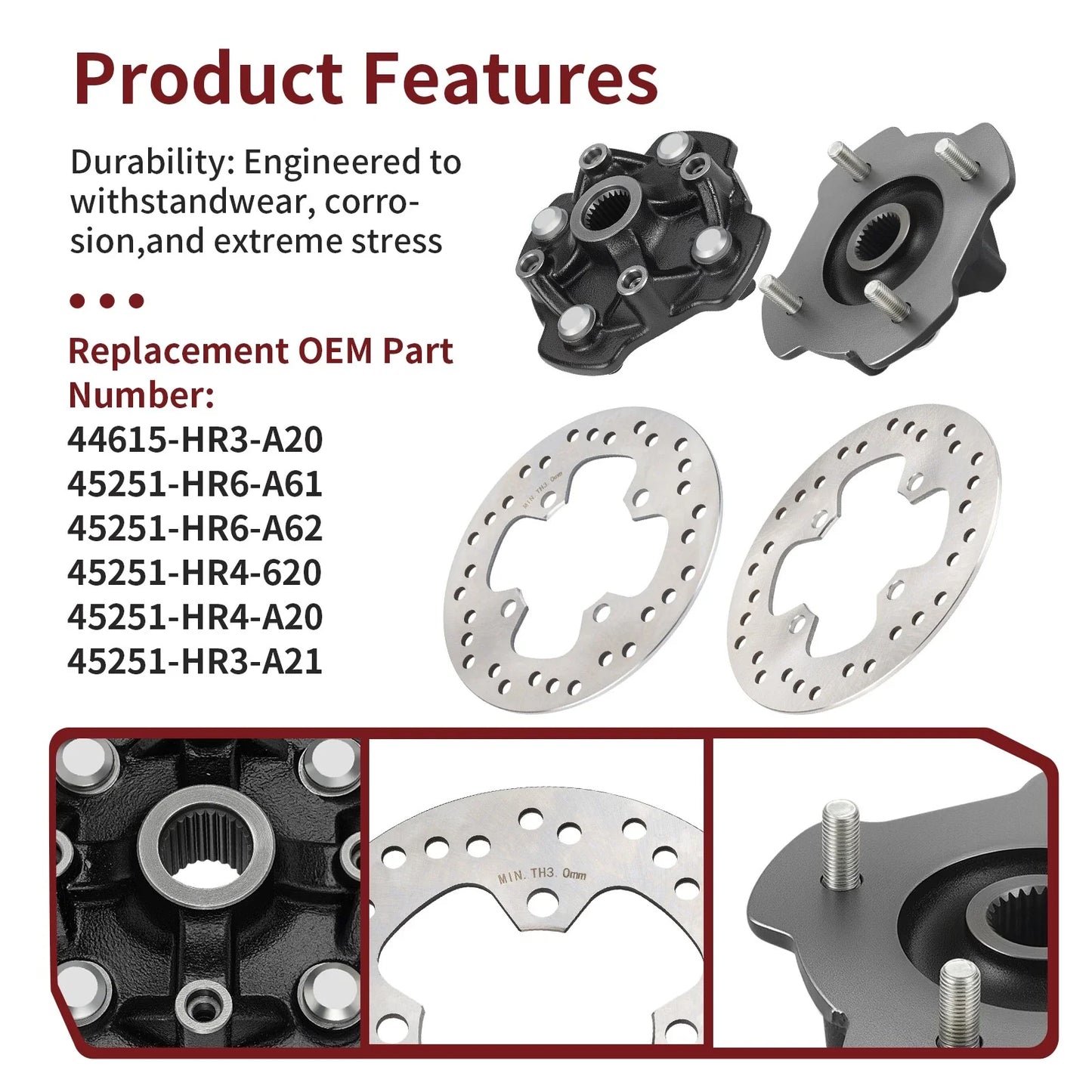 Wheel Hub Disc Front Left/Right for Honda Foreman Rubicon 500 (2010–2014)