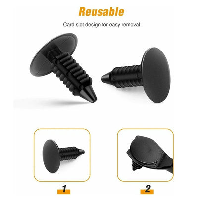Shield Plastic Clips Retainer Fastener Rivets Black Accessory Replacement