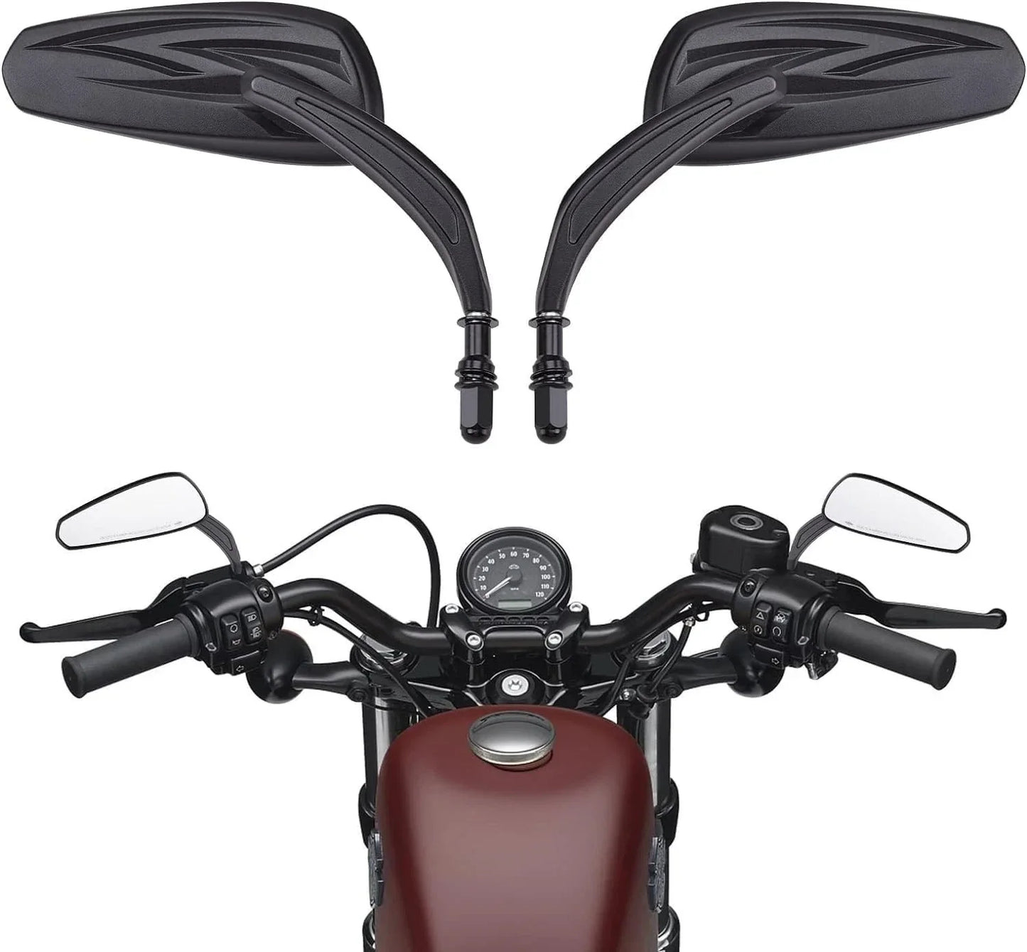 Black Teardrop Mirrors for Harley Dyna Electra Glide (2006-2023)