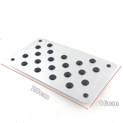 Aluminum Car Floor Carpet Mat Patch Heel Scuff Plate Pedal Pad 28x16cm