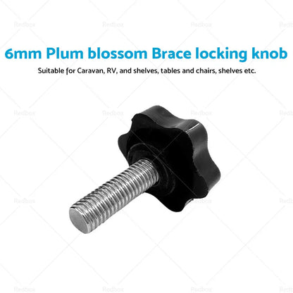 6mm Plum Blossom 1x Awning Brace Locking Knob for Caravan RV