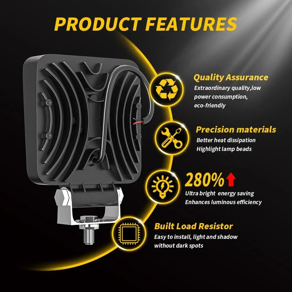 4 Inch Square / 144W 48LED / Work Light for Car