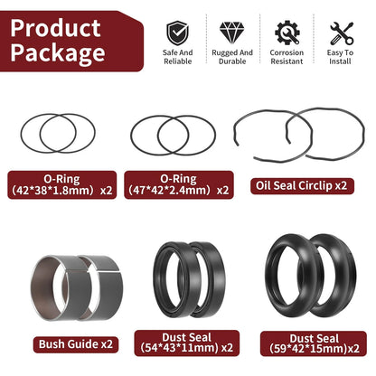 Fork Bushing Oil Seals O-Ring Kit for SUZUKI GSX-R1000