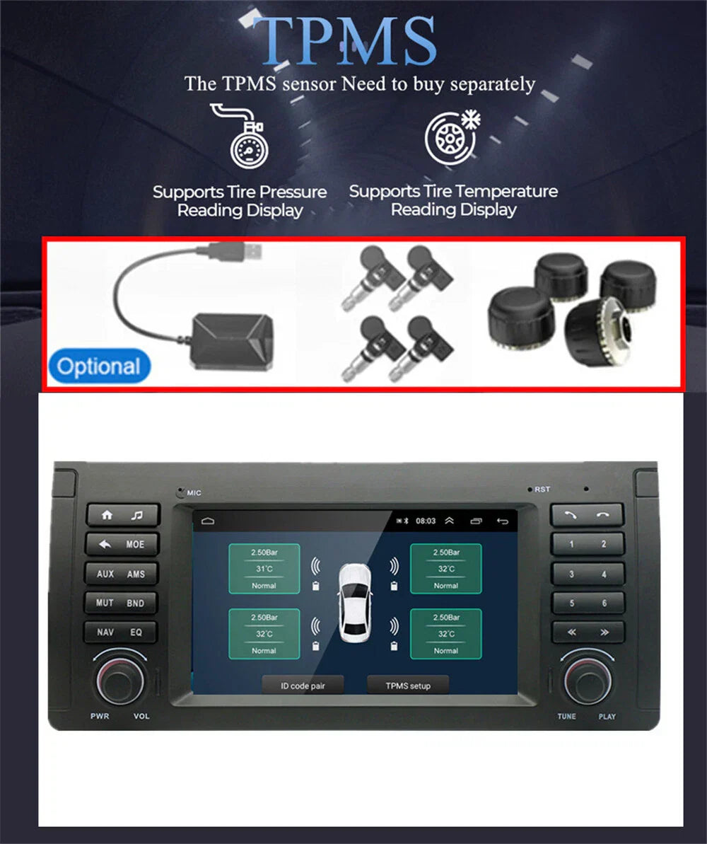 7" Android Stereo Radio GPS Navi Head Unit for BMW E38 E39 E53 M5 X5 (1995-2006)