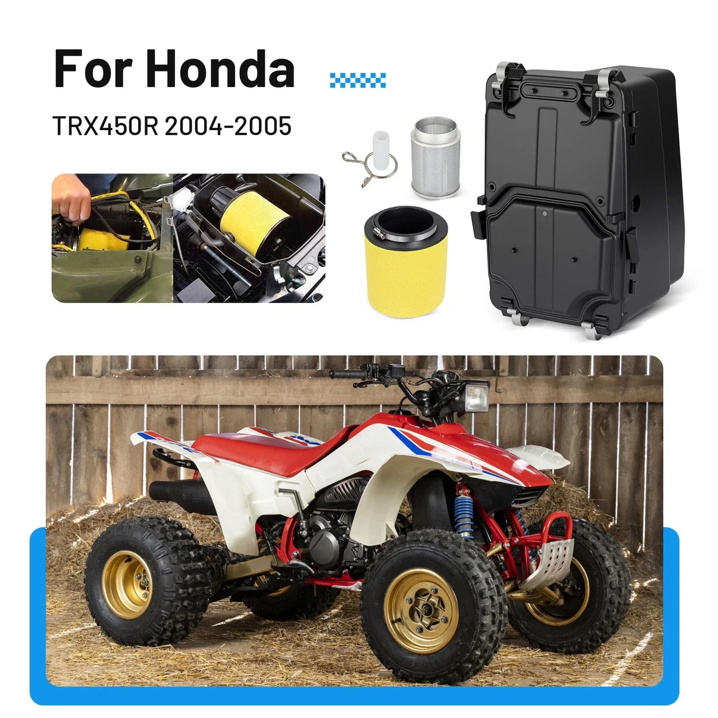 Air Box & Air Filter Complete Kit 2x4 for Honda TRX450R (2004–2005)