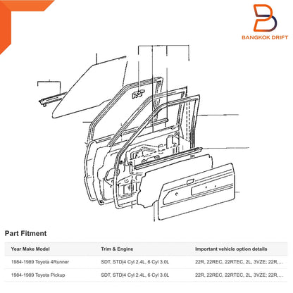 Outer Weatherstrip Front Door Glass Belt for Toyota Hilux 4Runner (LN56-LN60)