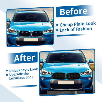 Front Upper Bumper Grille for BMW X2 (2017-2023) Gloss Black