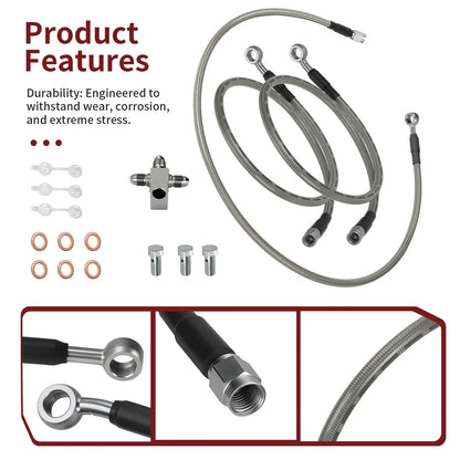 3x Stainless Braided Brake Lines for Arctic Cat DVX 400 (2004–2004)