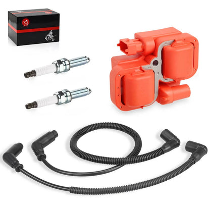2x Ignition coil & Spark plug w/Wire Cap for Can-Am Maverick 1000 (2014–2015)
