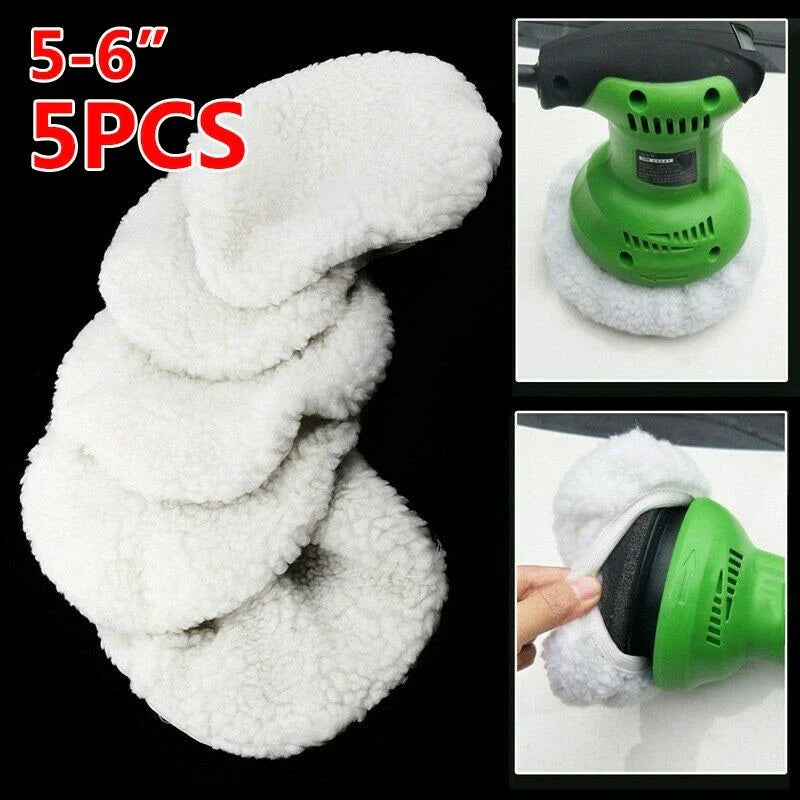 5 x Polishing Bonnet Buffer Pads Soft Wool 6" Car Polisher Waxing