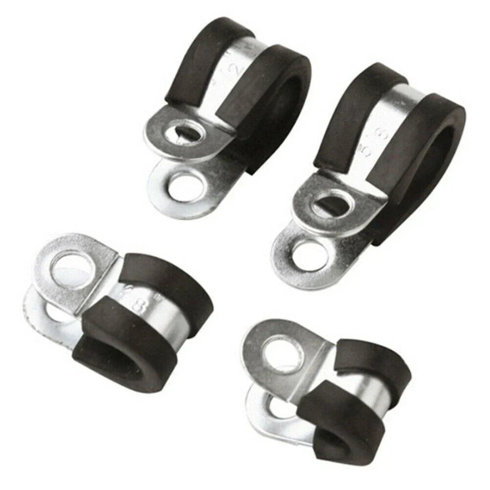 42pcs Rubber Lined Steel P Clips for Brake Pipe Tube Cable Mounting Bracket