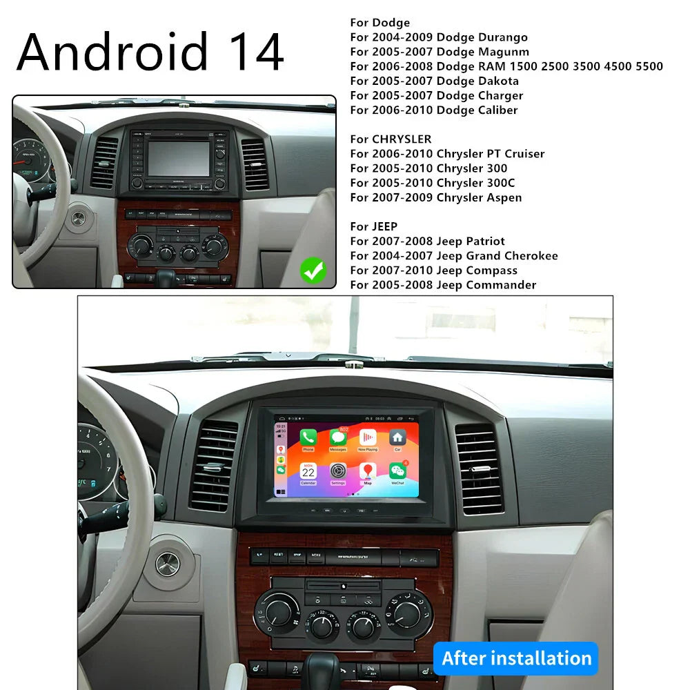 8'' Car Stereo GPS Navigation for Dodge Caliber, Ram, Chrysler, Jeep (2007-2012)