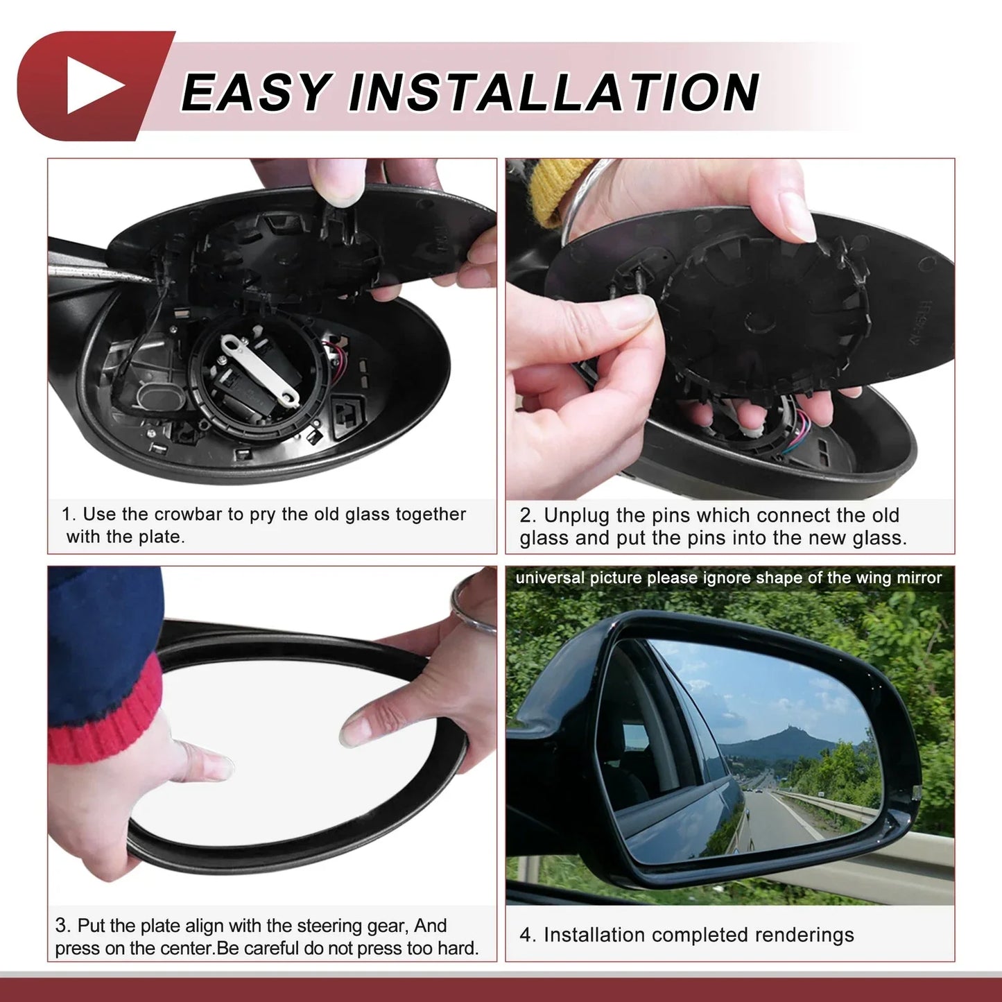 Right Passenger Side Upper Mirror Glass Replacement for Chevrolet